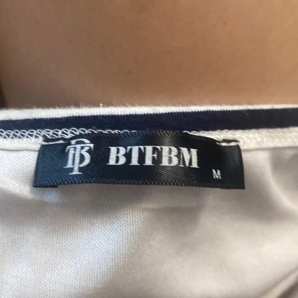 Women’s deep blue and white tight dress